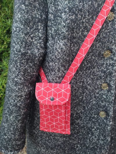 Pochette à Cordon Style Kimono - Tissu Léger, Portable, Pour Téléphone, Argent, Clés (24x17 Cm)